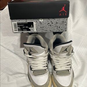 Jordan High-Top Sneakers White and Gray Leather Strap